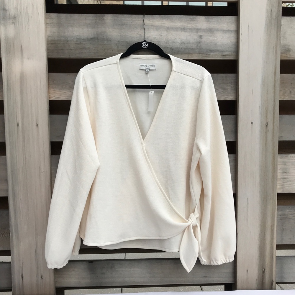 Madewell Crepe Wrap Top in Ivory